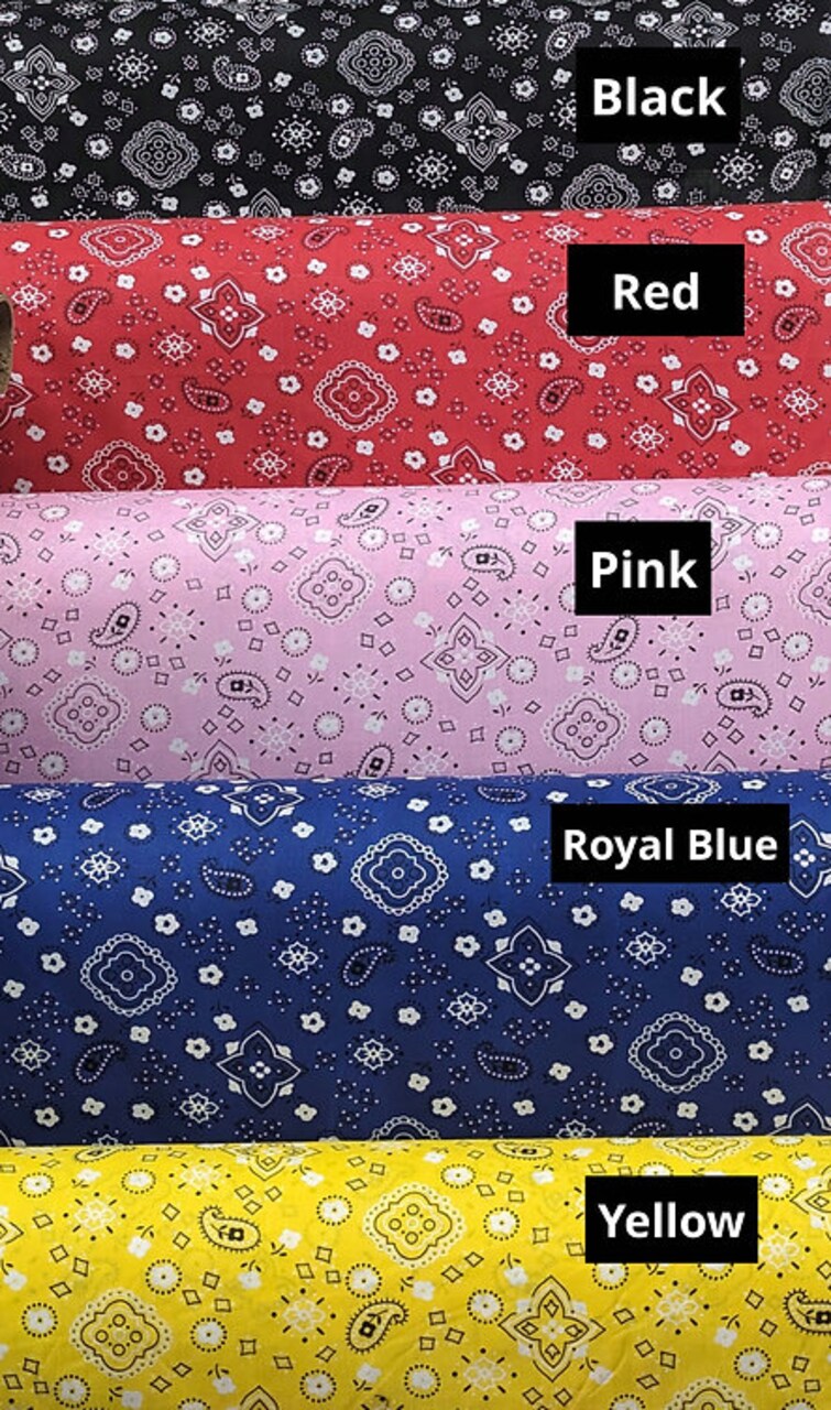 1 Yard Bandana Polycotton Fabric Western Print 59/60 Inch Wide for Sewing and Crafts